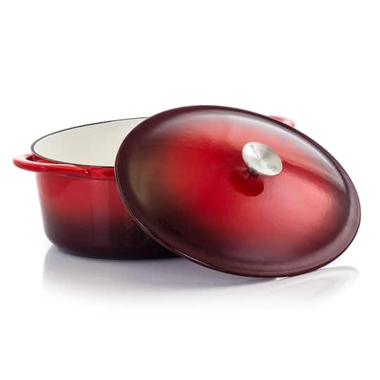 MegaChef 7qt. Red Oval Enameled Cast Iron Casserole